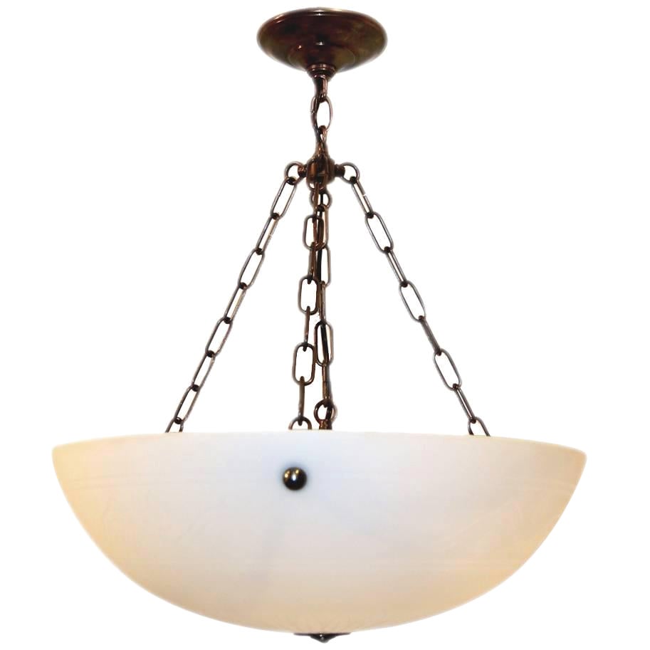 Coppia di lampade a sospensione neoclassiche in vetro acidato, vendute singolarmente