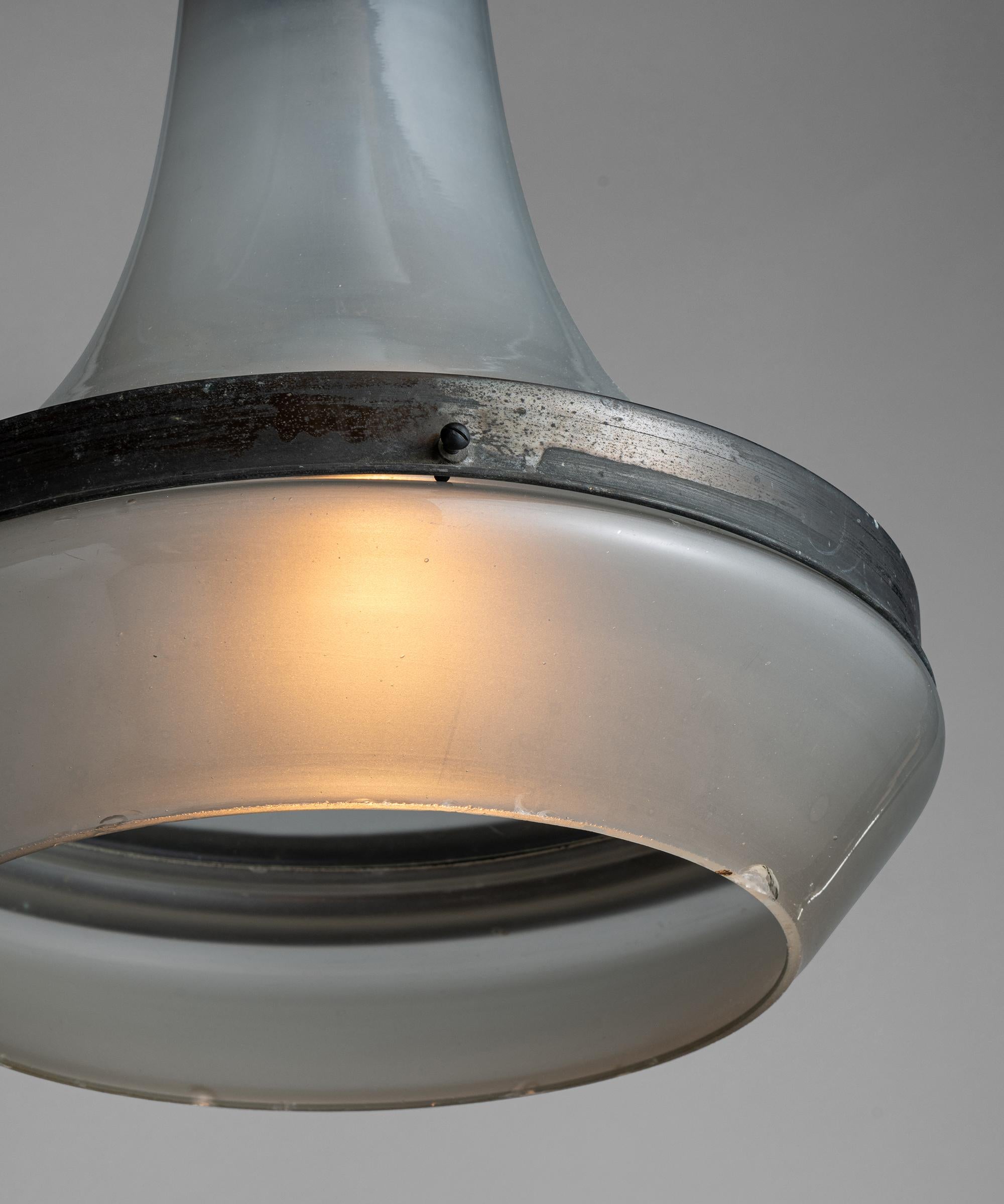 Pair of Etched Glass Pendants, Germany, Circa 1930 In Good Condition In Culver City, CA