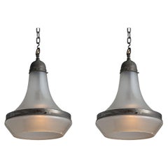 Pair of Etched Glass Pendants, Germany, Circa 1930