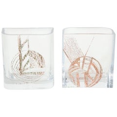 Pair of Etched Glass Vases