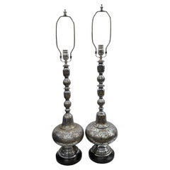 Pair of Etched Metal Lamps