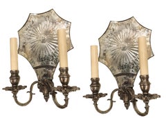 Pair of Etched Mirror Sconces