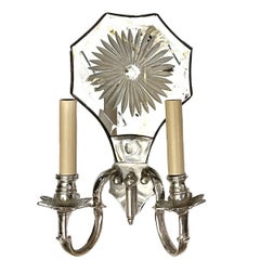 Pair of Etched Mirror Sconces