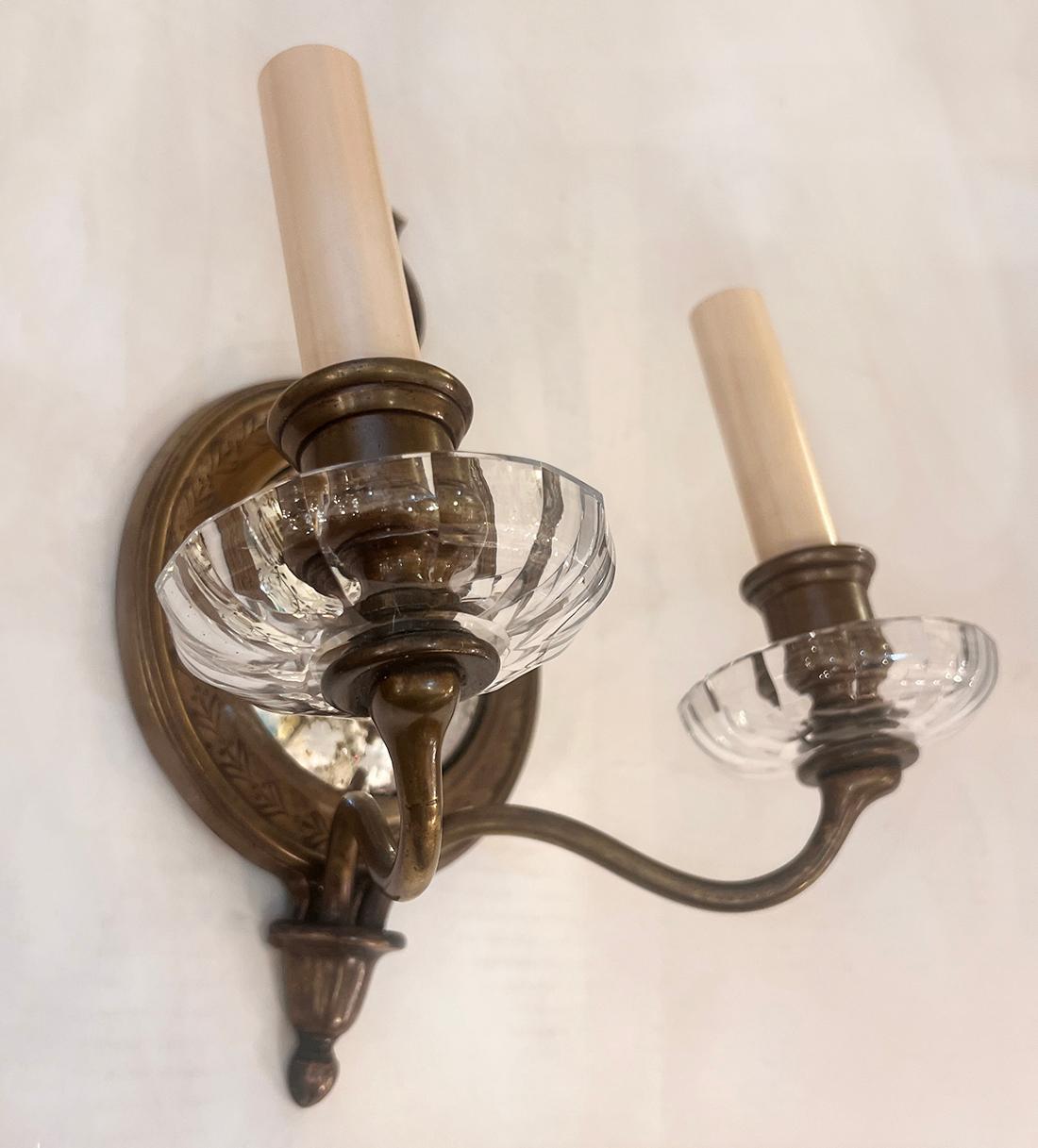 Pair of 1920's American mirrored sconces with etched eagles.

Measurements:
Height :10