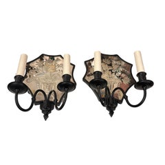 Pair of Etched Mirror Sconces