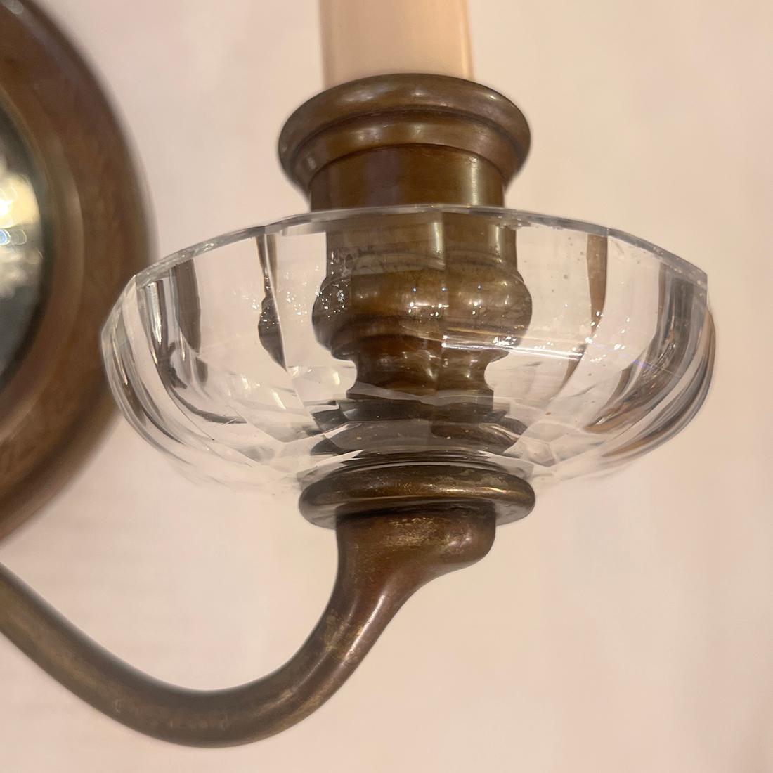 Pair of Etched Mirror Sconces In Good Condition For Sale In New York, NY