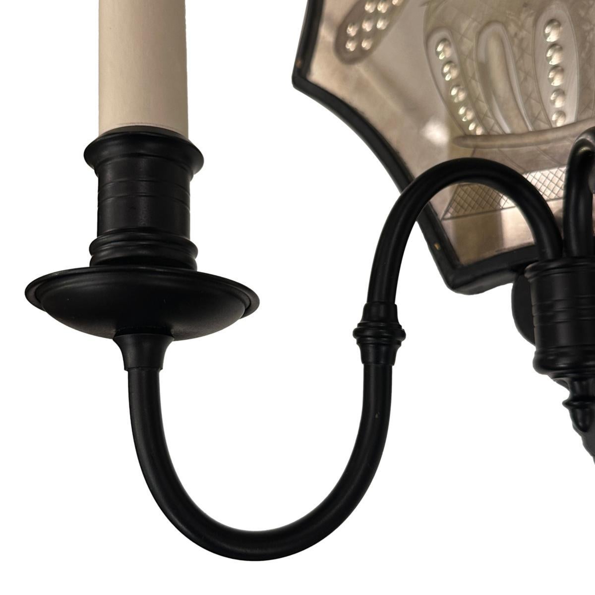 Pair of Etched Mirror Sconces In Good Condition For Sale In New York, NY