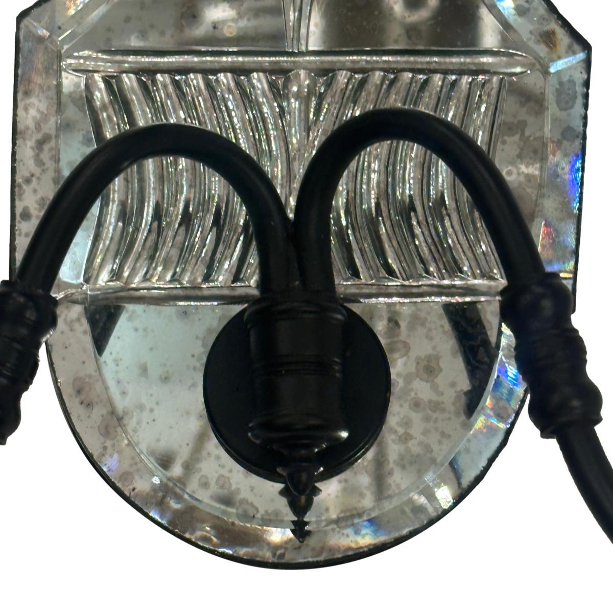 Pair of Etched Mirror Sconces In Good Condition For Sale In New York, NY