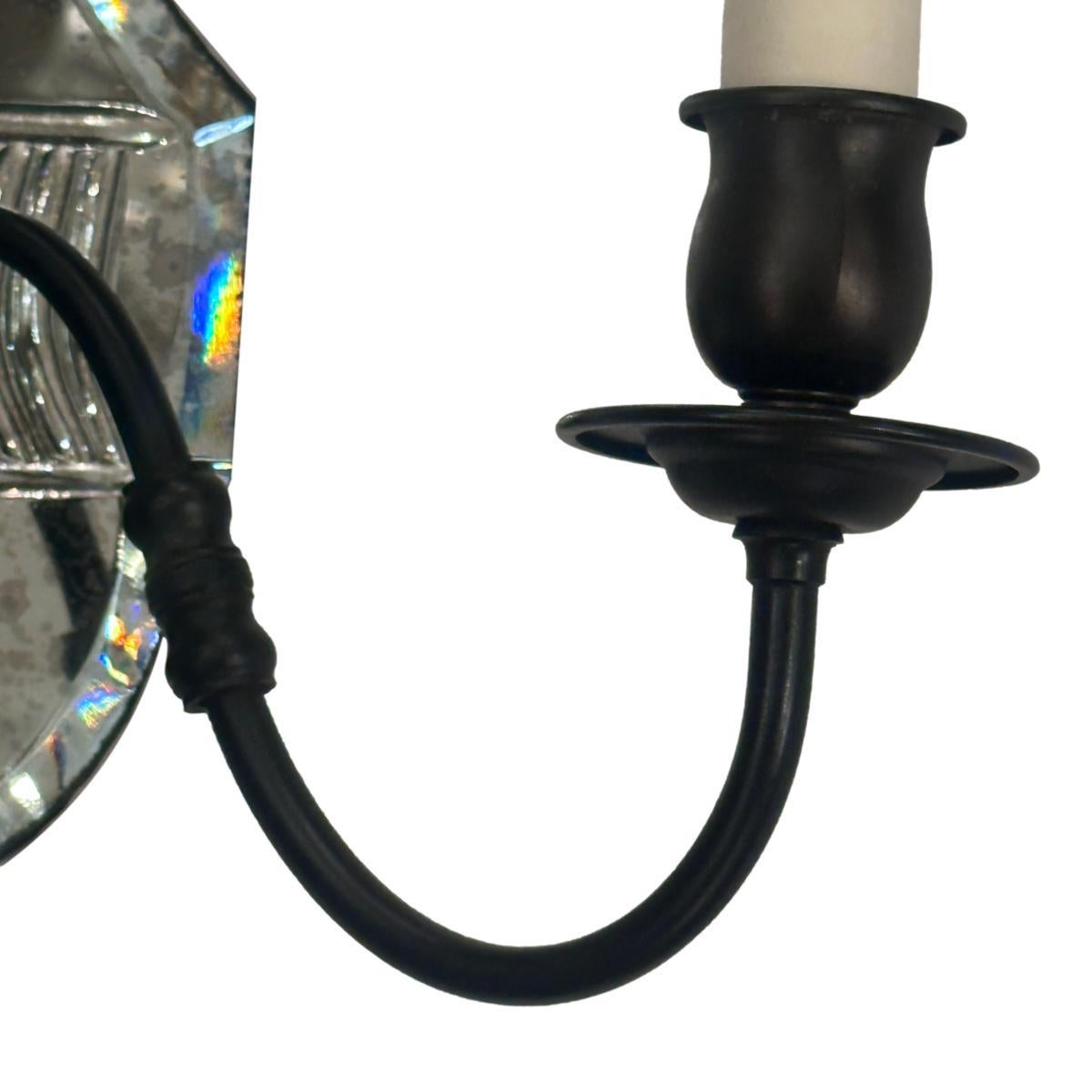 Mid-20th Century Pair of Etched Mirror Sconces For Sale