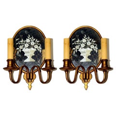 Pair of Etched Mirror Sconces