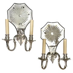 Pair of Etched Mirror Sconces