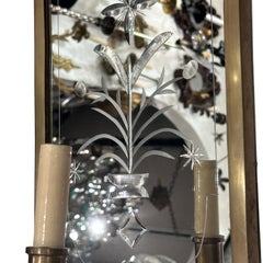 Pair of Etched Mirrored Sconces