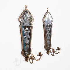 Pair of Etched Venetian Mirror Sconces