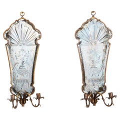 Pair of Etched Venetian Mirror Sconces