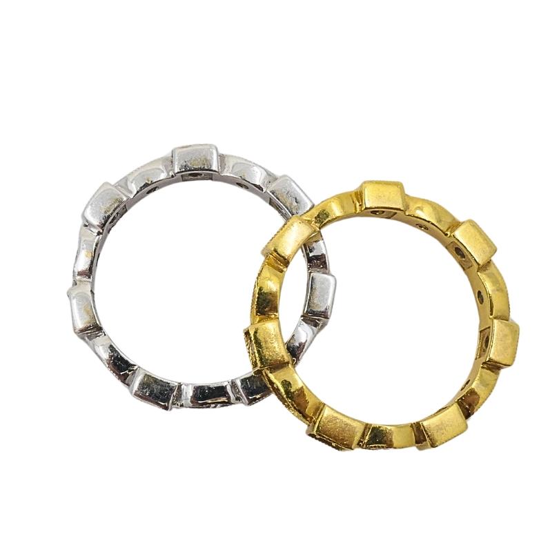 Women's Pair of Eternity Rings White and Yellow Gold Diamond For Sale