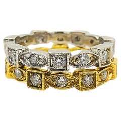 Pareja de Anillos de Eternidad Oro Blanco y Amarillo Diamante