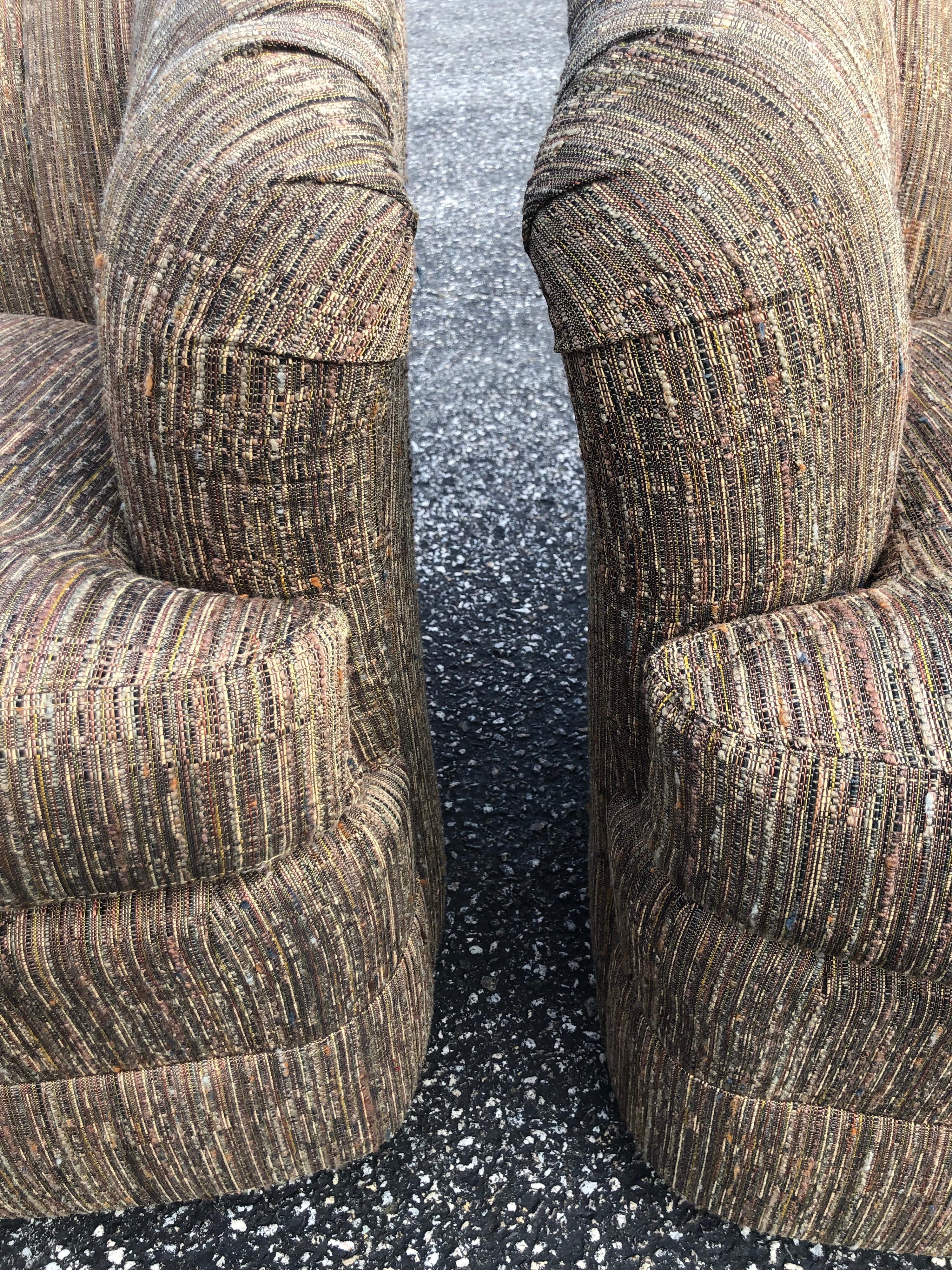 Pair of Textured Silver Gray Swivel Chairs 5