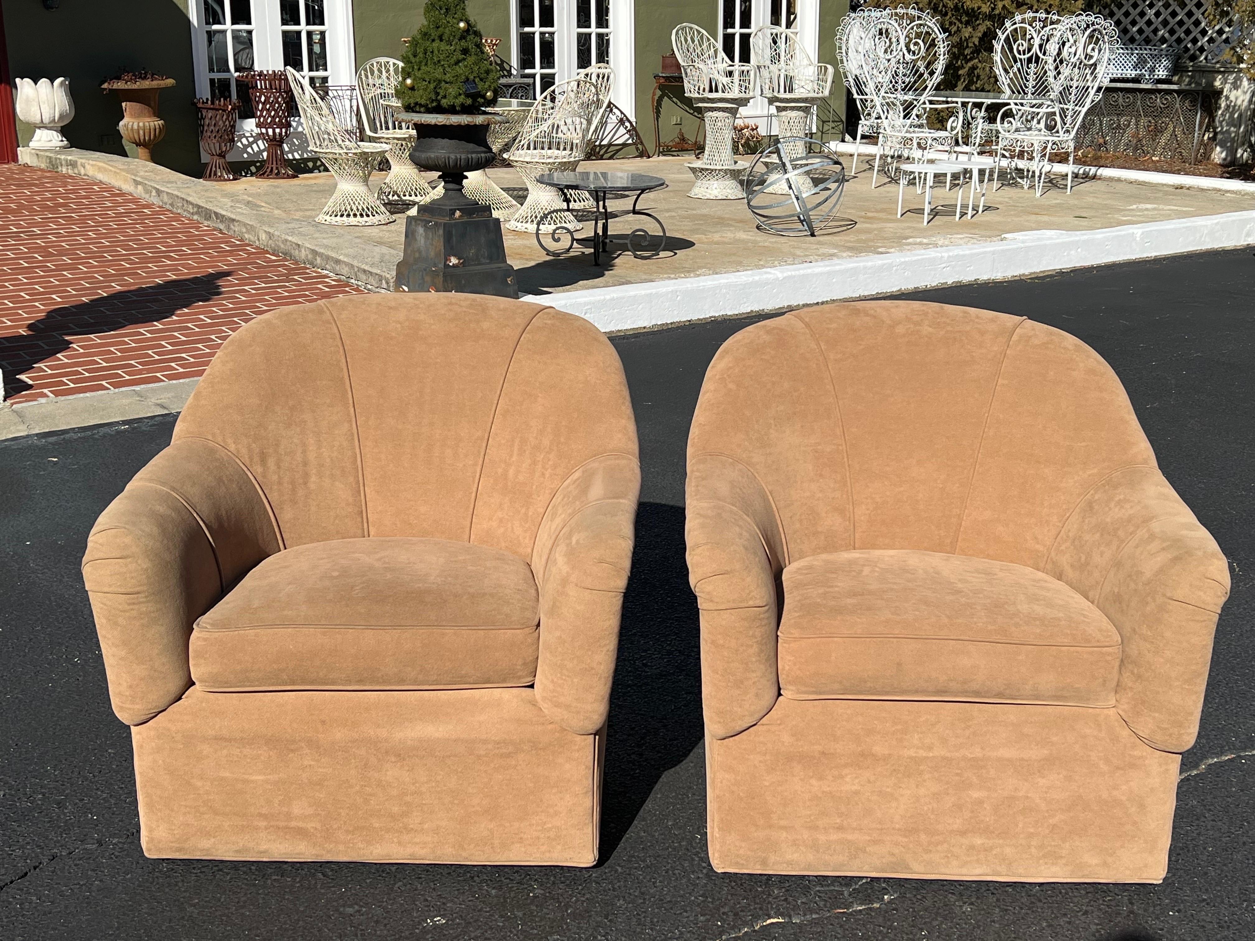 American Pair of Ethan Allen Swivel Chairs