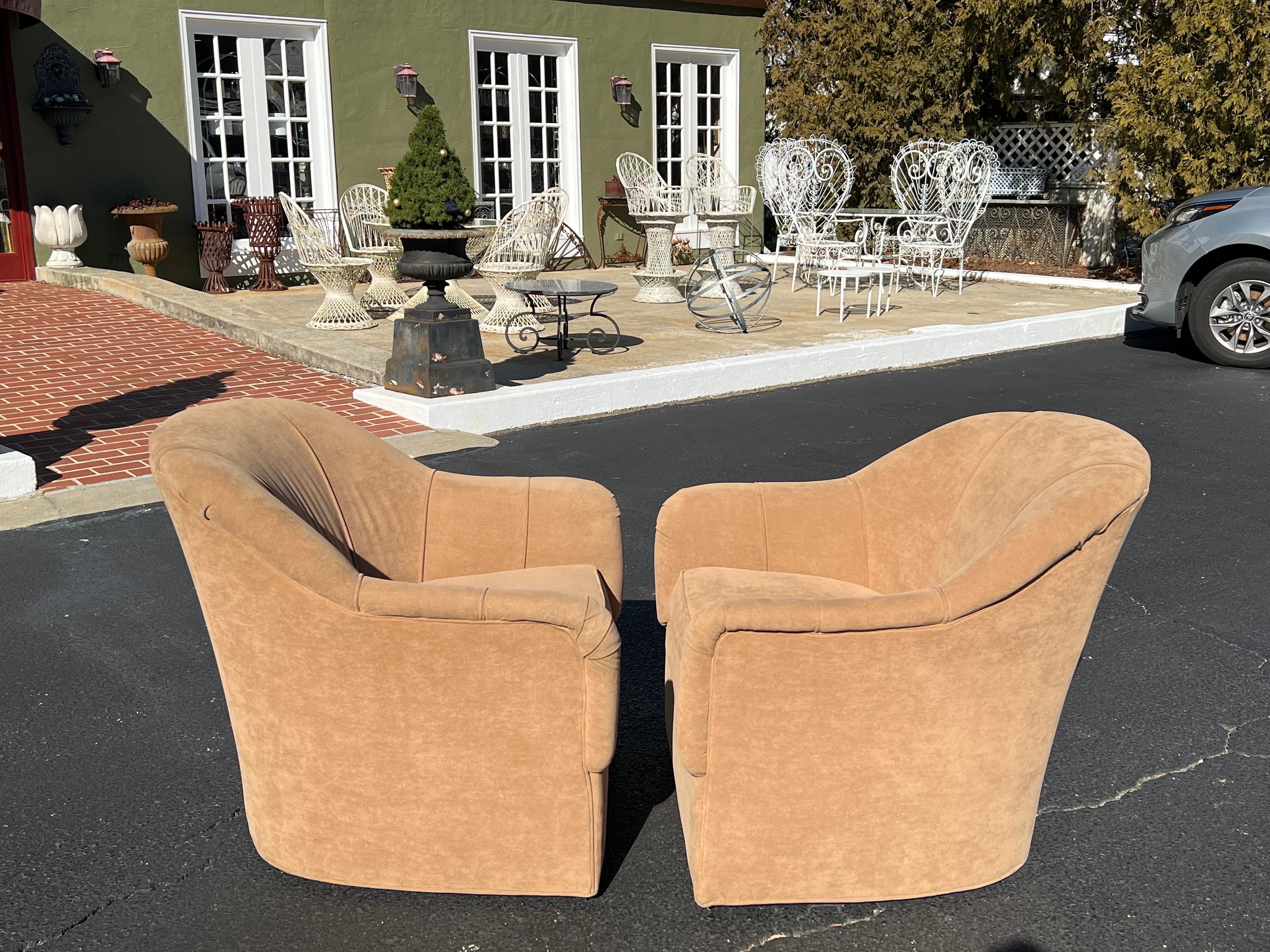 Late 20th Century Pair of Ethan Allen Swivel Chairs