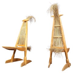 Pair of ethnic scupltural chairs, 1970s