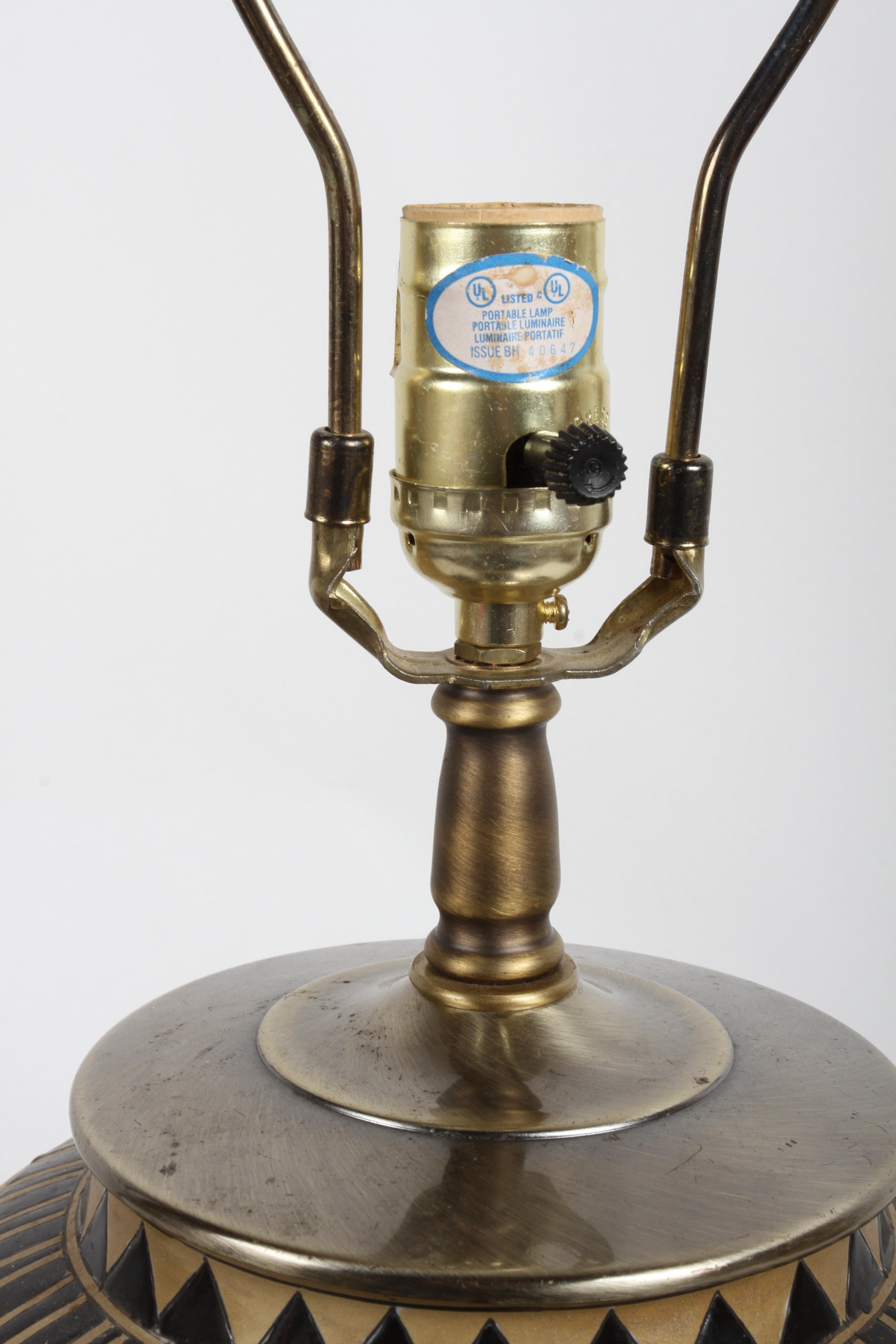 Pair of Etruscan Style Art Table Urn Lamps Hand-Painted Incised Greek Motifs For Sale 1