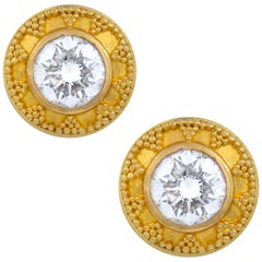 Pair of Etruscan-Style Diamond Stud Earring