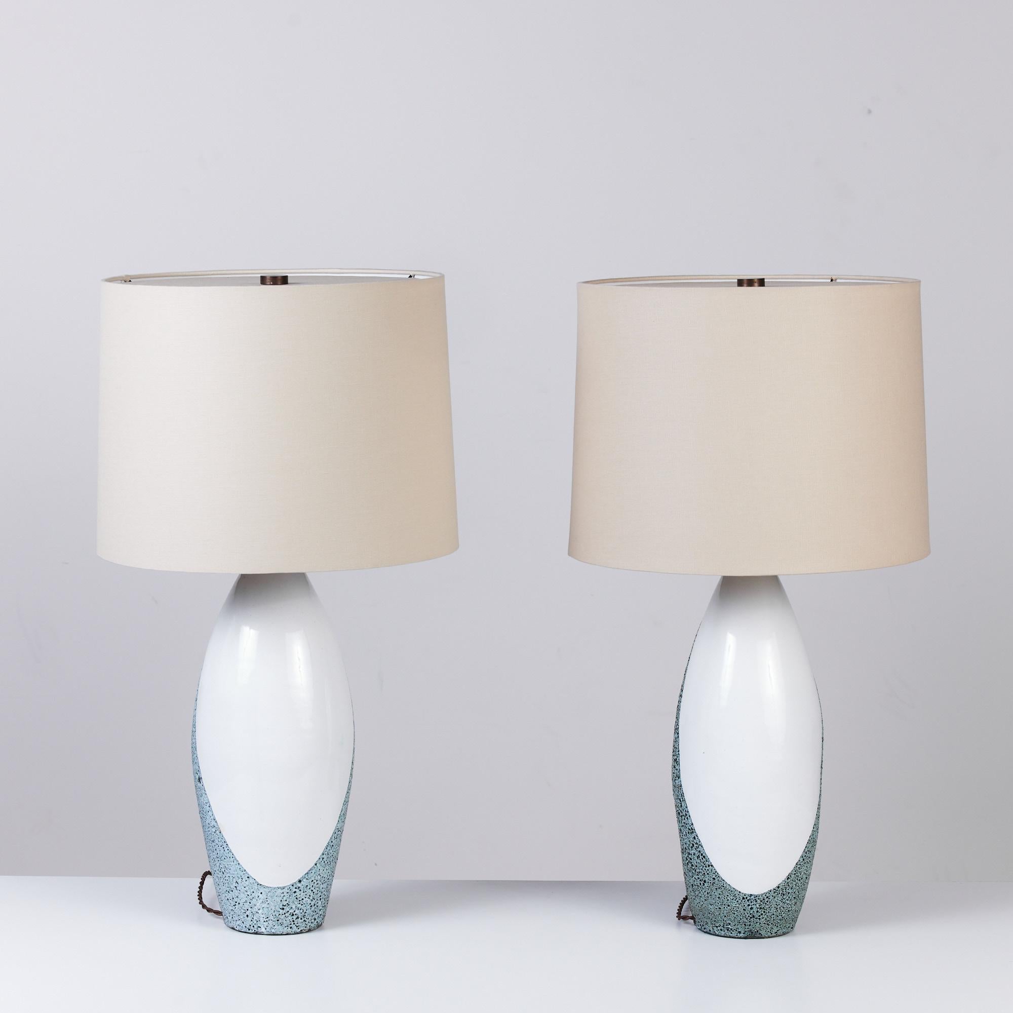 Mid-Century Modern Pair of Ettore Sottsass for Bitossi Glazed Ceramic Lamps For Sale