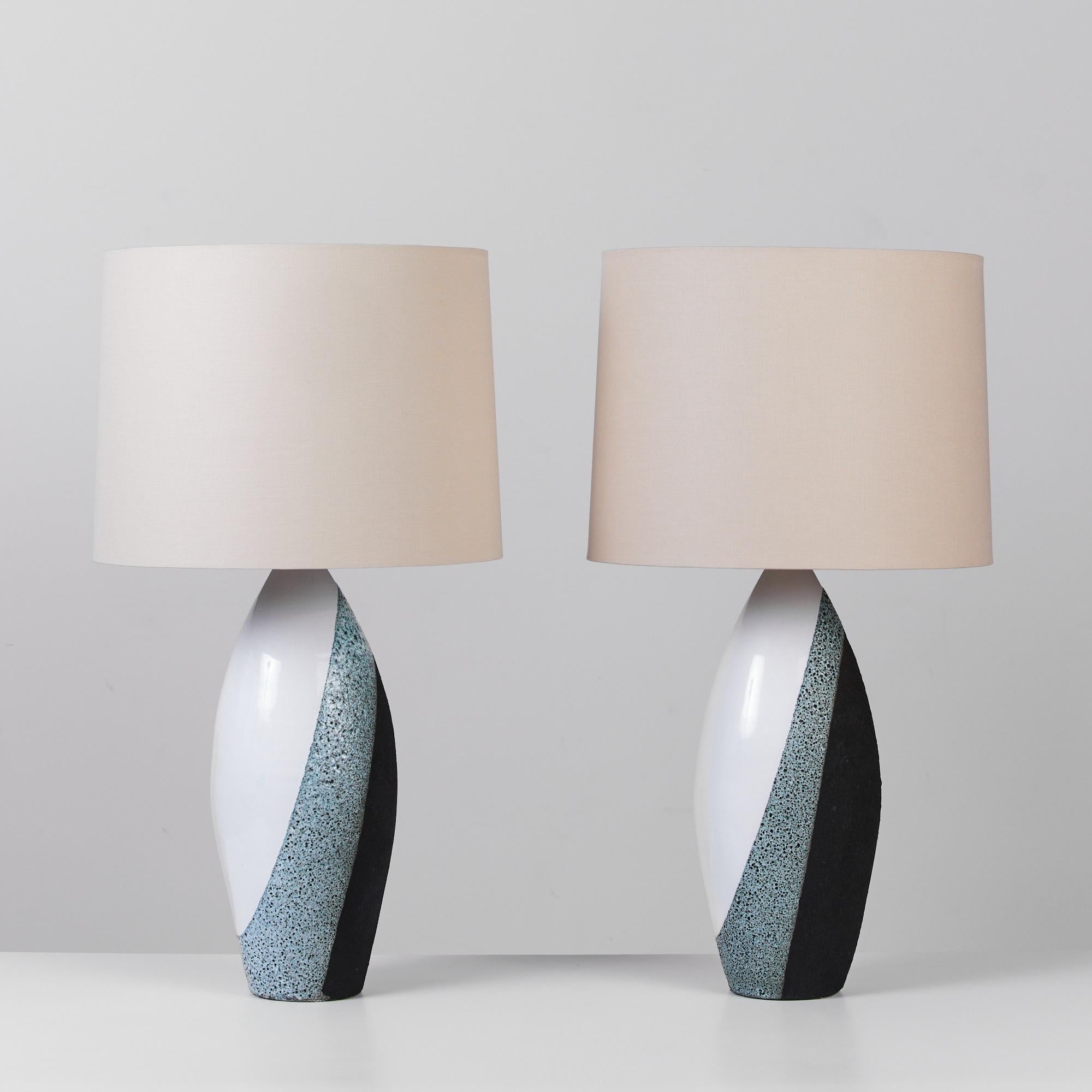 Italian Pair of Ettore Sottsass for Bitossi Glazed Ceramic Lamps For Sale