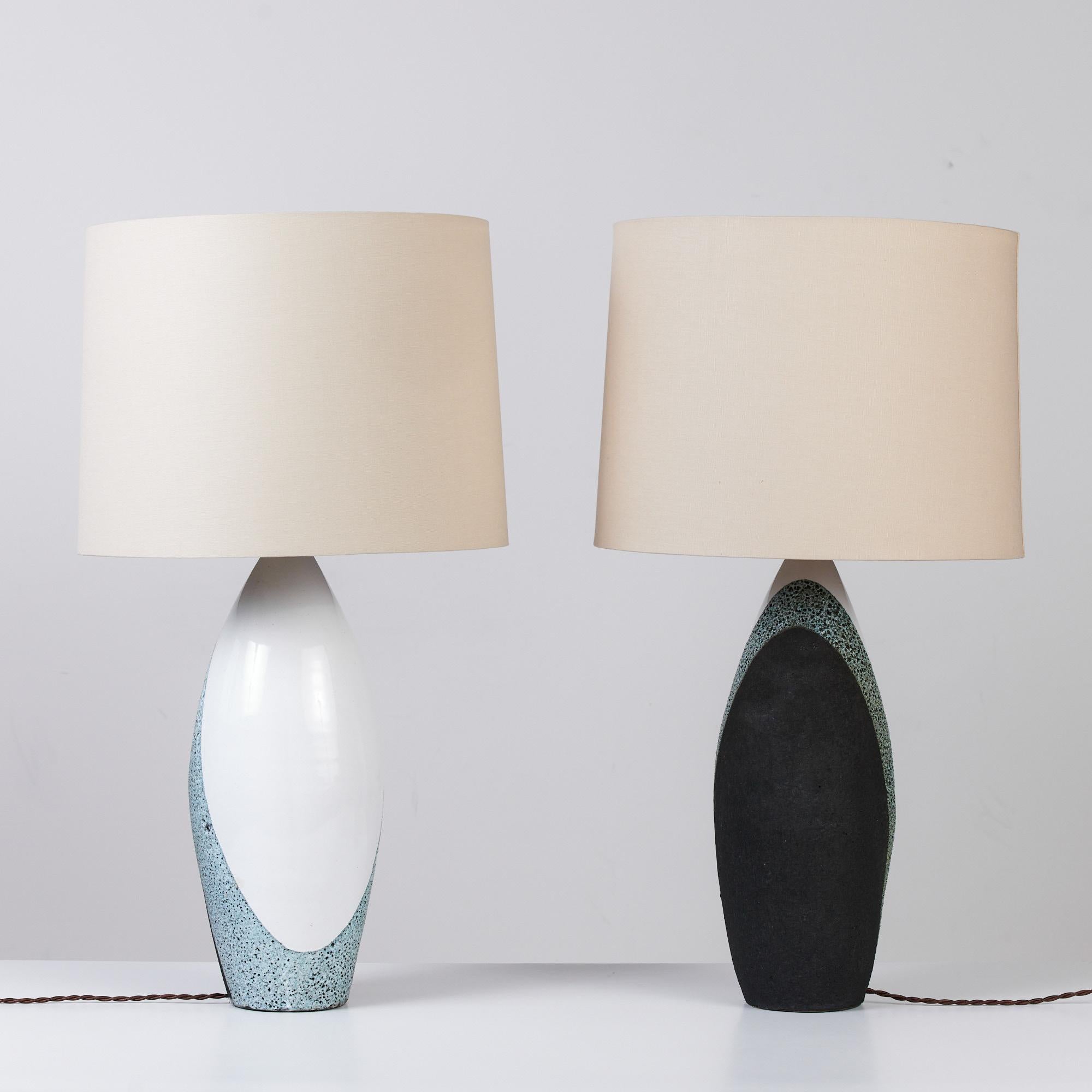 Mid-20th Century Pair of Ettore Sottsass for Bitossi Glazed Ceramic Lamps For Sale