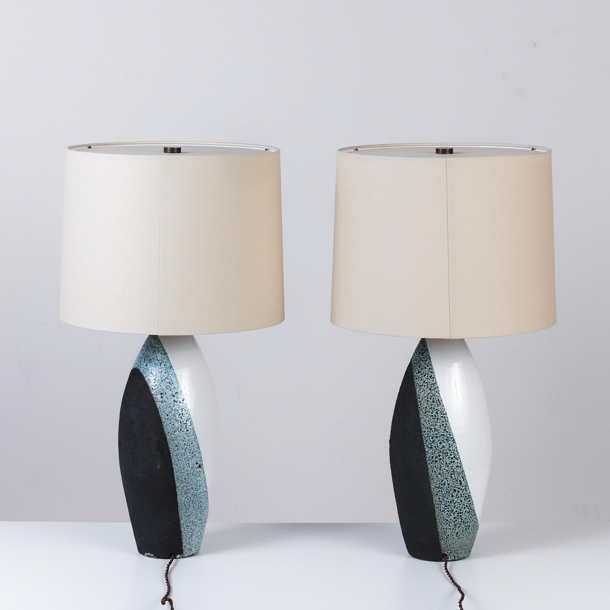 Pair of Ettore Sottsass for Bitossi Glazed Ceramic Lamps For Sale 1