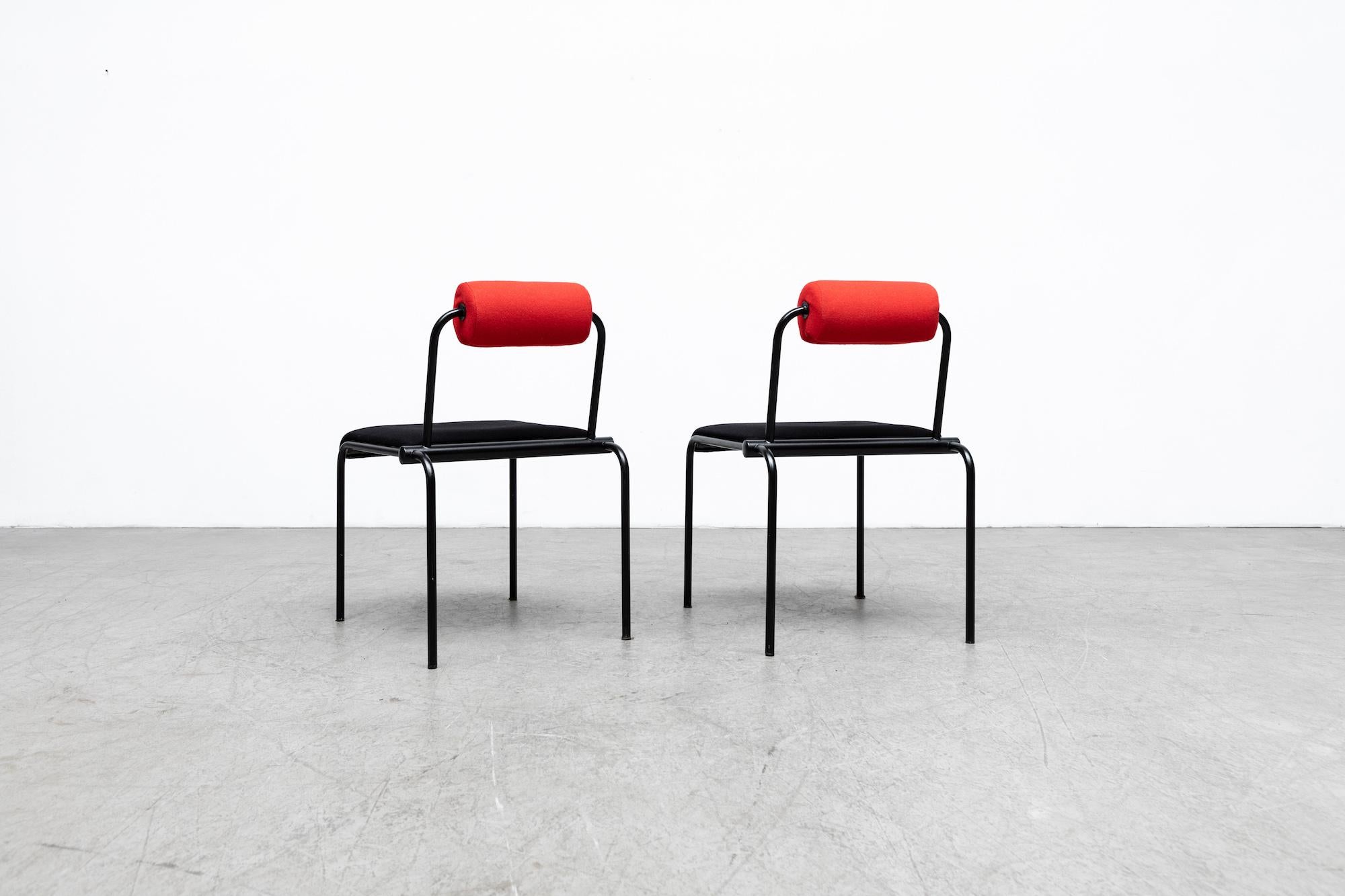 Upholstery Pair of Ettore Sottsass Inspired MOD Italian Chairs
