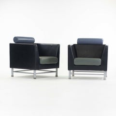 Pair of Ettore Sottsass Knoll Eastside Lounge Chairs Memphis Italy