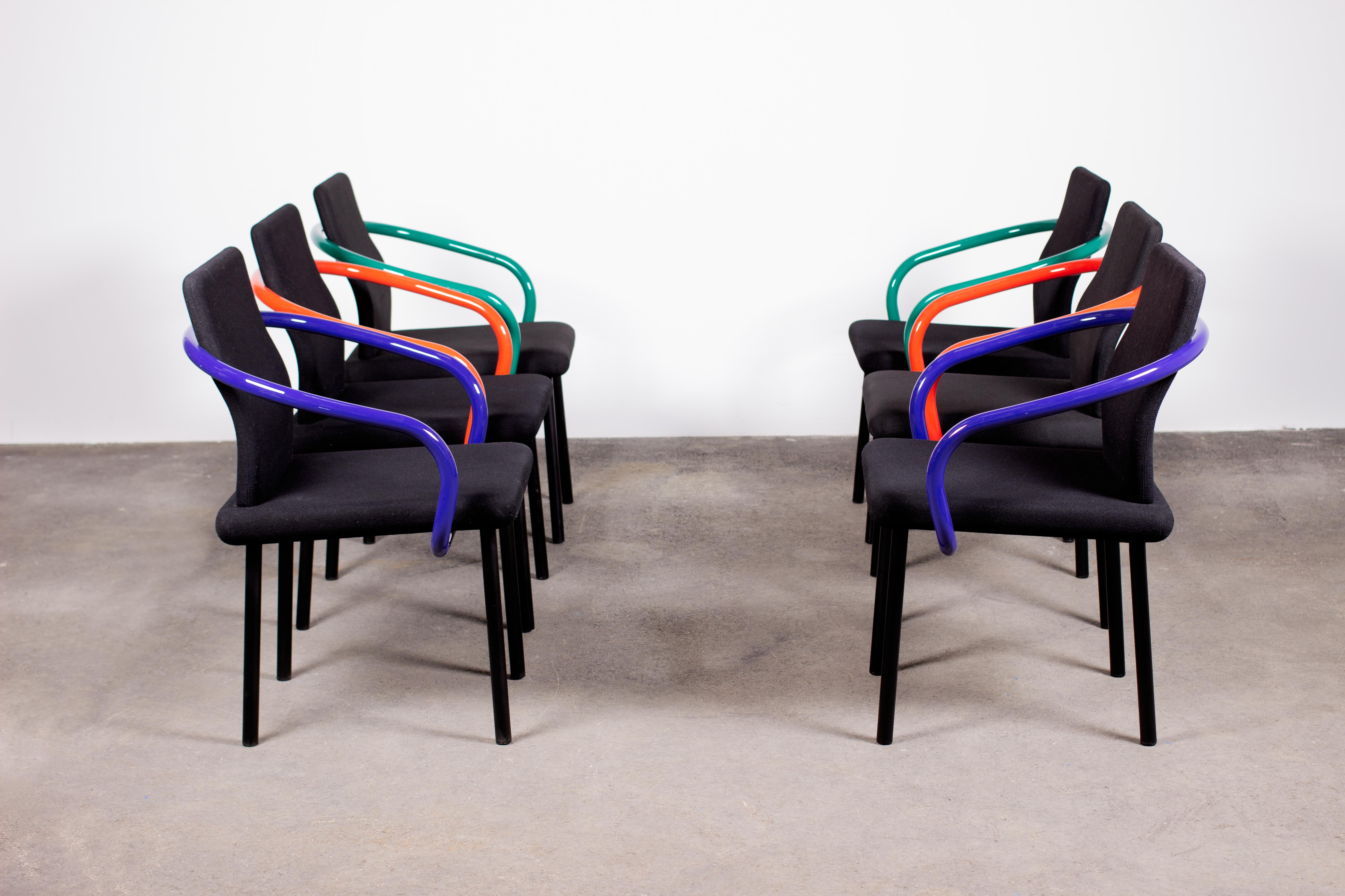 Pair of Ettore Sottsass Mandarin Chairs for Knoll in Green & Black 3