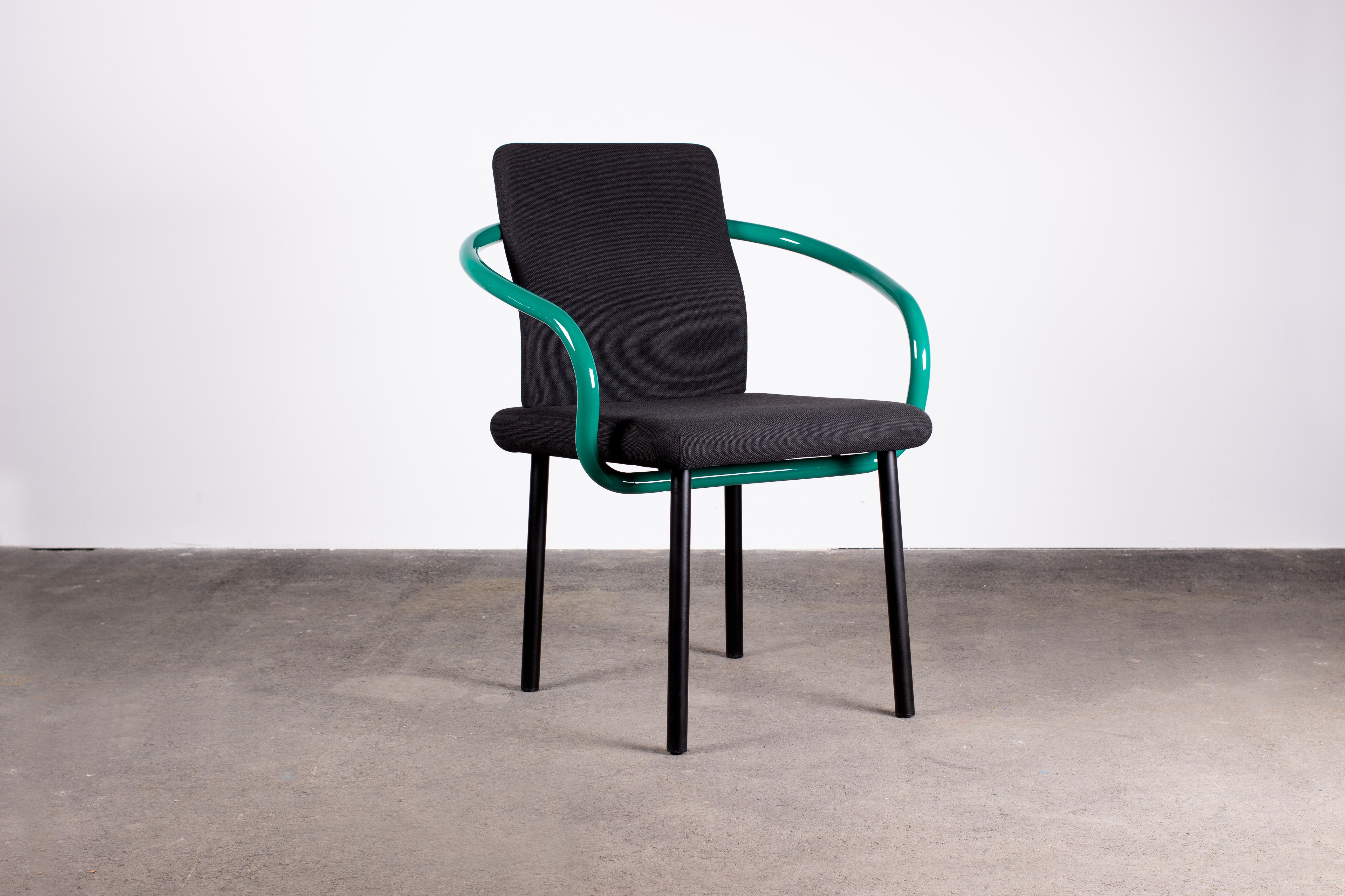 Post-Modern Pair of Ettore Sottsass Mandarin Chairs for Knoll in Green & Black