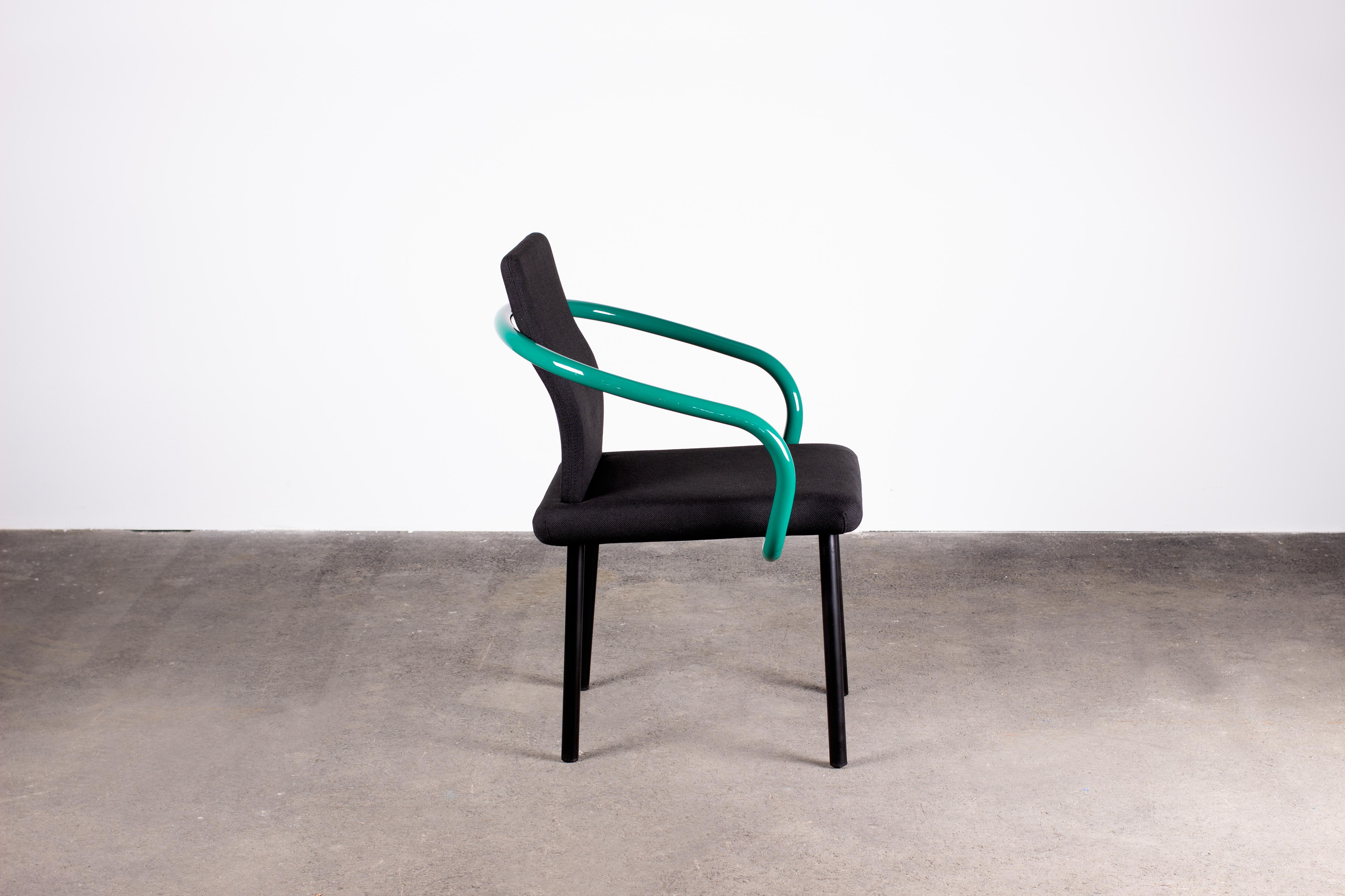 Italian Pair of Ettore Sottsass Mandarin Chairs for Knoll in Green & Black
