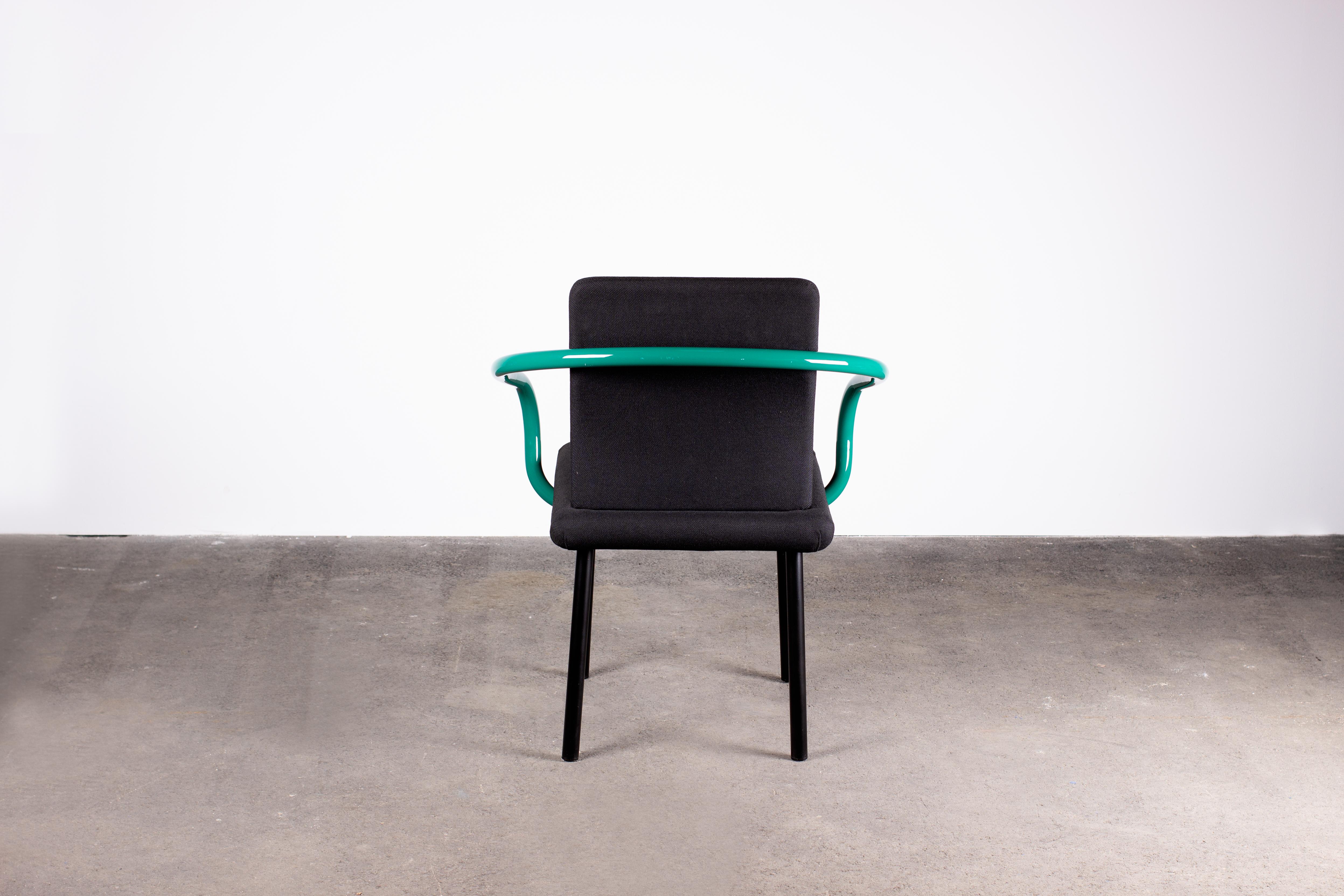 Lacquered Pair of Ettore Sottsass Mandarin Chairs for Knoll in Green & Black