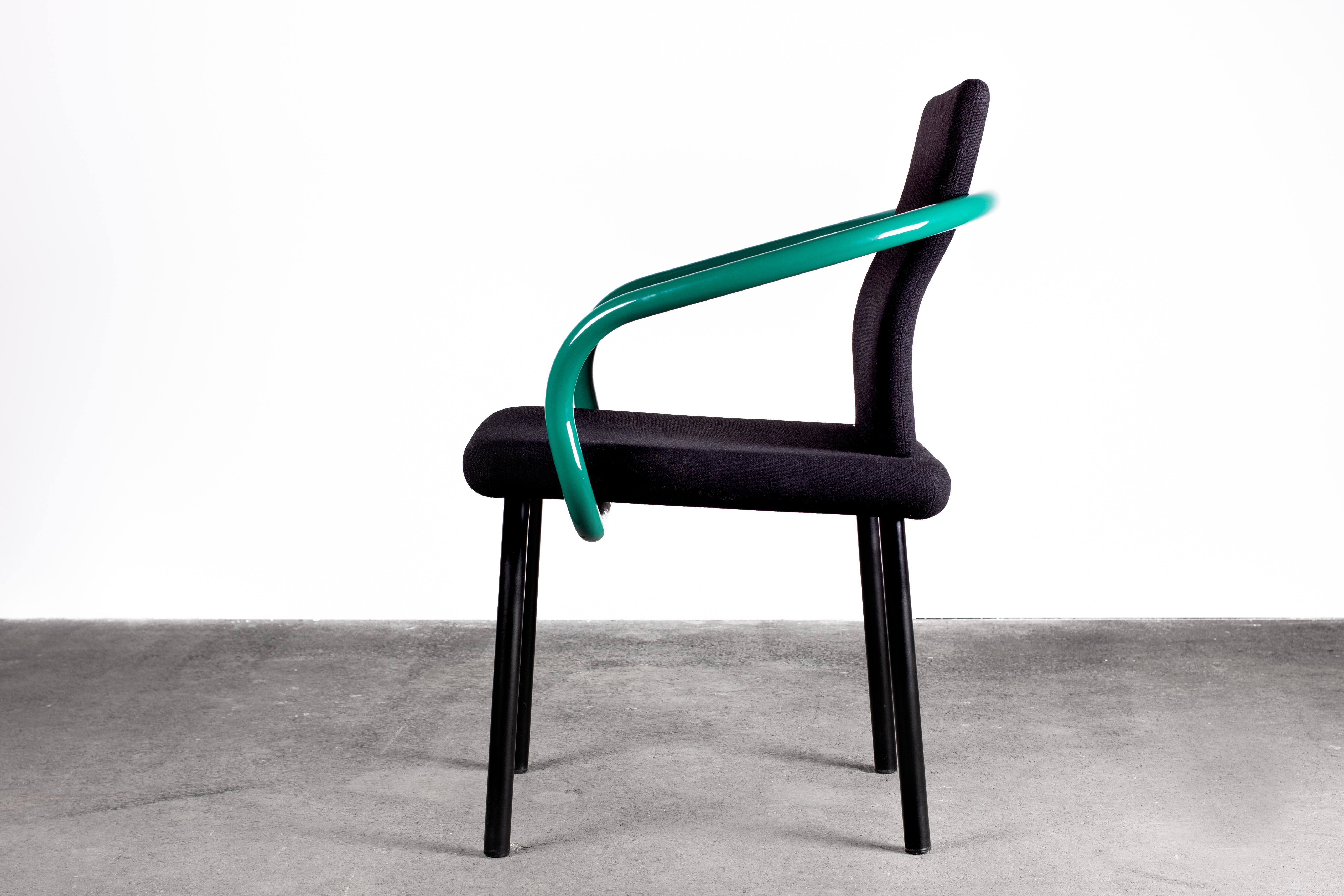 Late 20th Century Pair of Ettore Sottsass Mandarin Chairs for Knoll in Green & Black