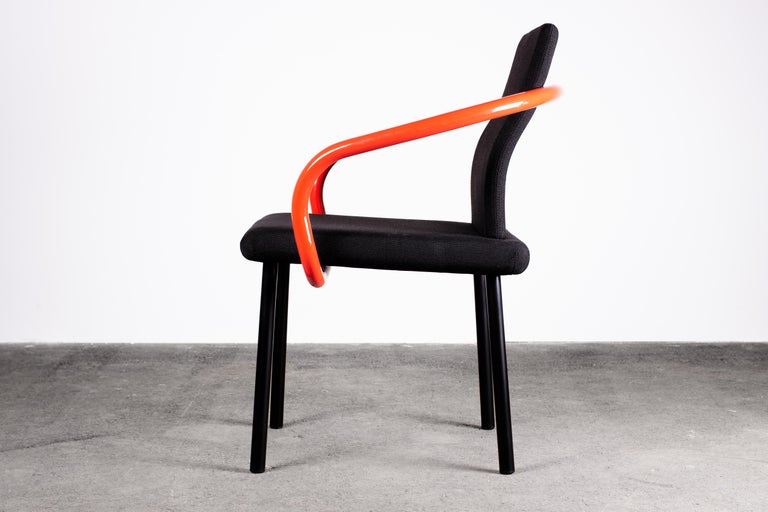 Post-Modern Pair of Ettore Sottsass Mandarin Chairs for Knoll in Red & Black