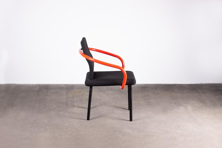 Lacquered Pair of Ettore Sottsass Mandarin Chairs for Knoll in Red & Black