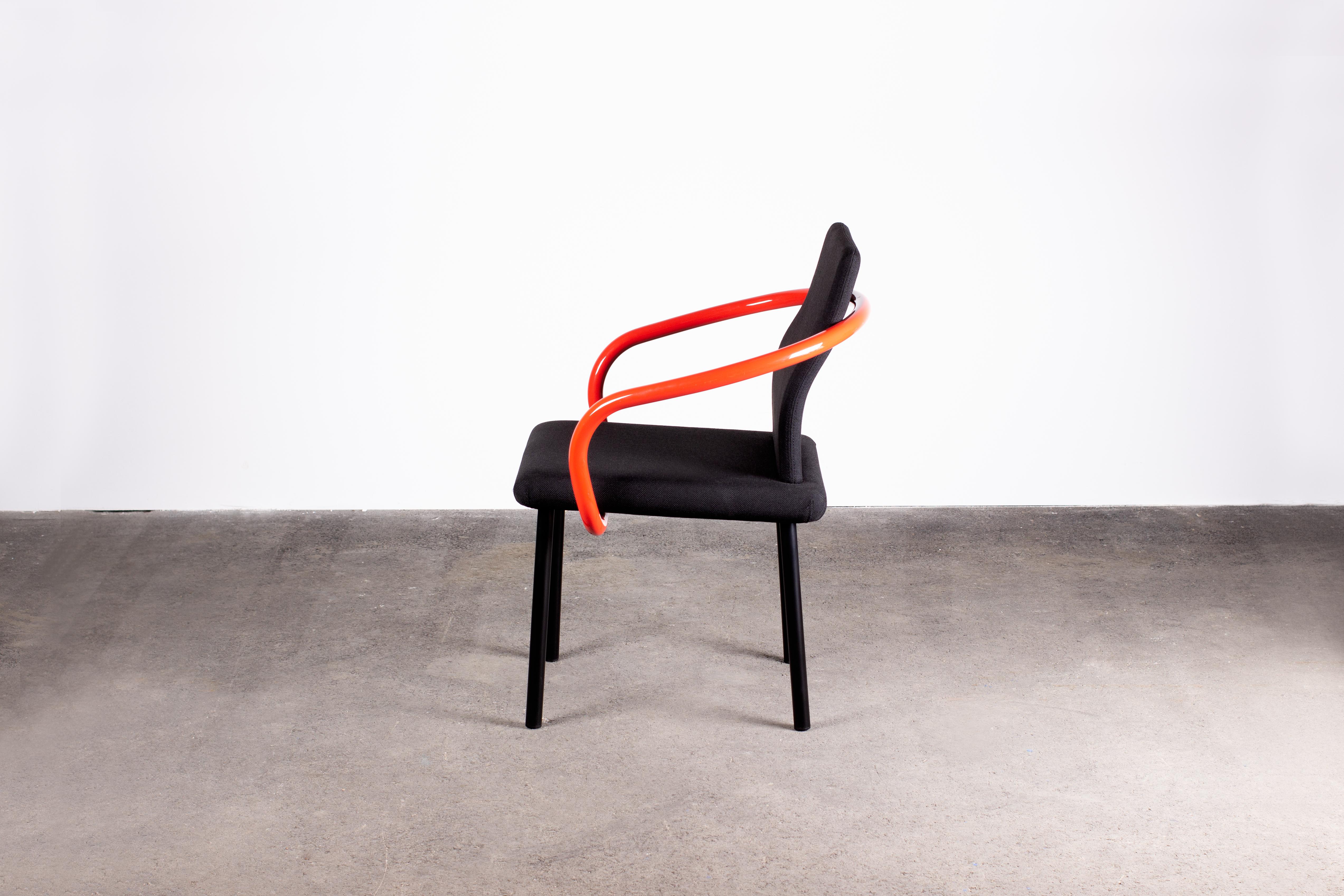 Pair of Ettore Sottsass Mandarin Chairs for Knoll in Red & Black In Good Condition In Grand Cayman, KY
