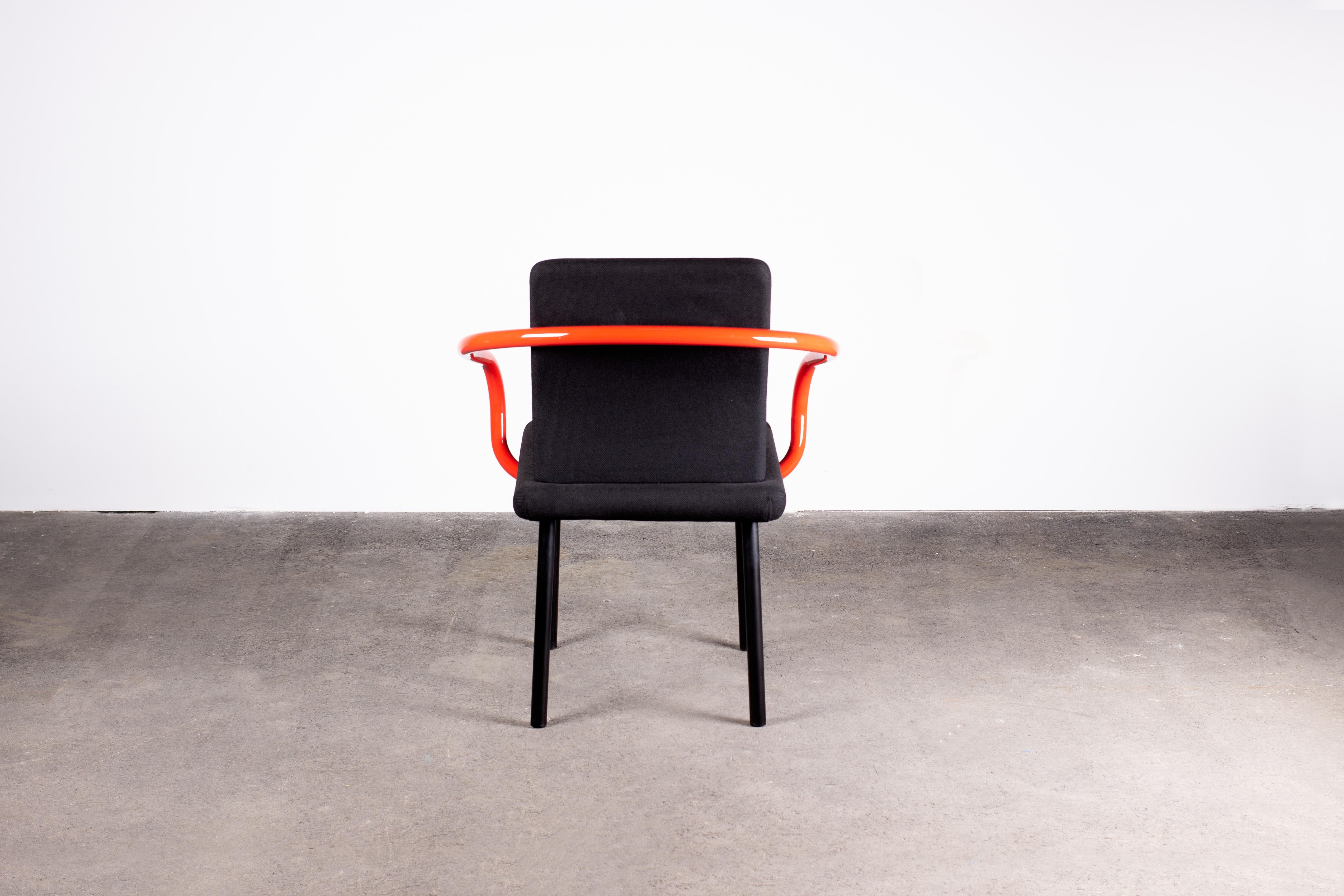 Late 20th Century Pair of Ettore Sottsass Mandarin Chairs for Knoll in Red & Black