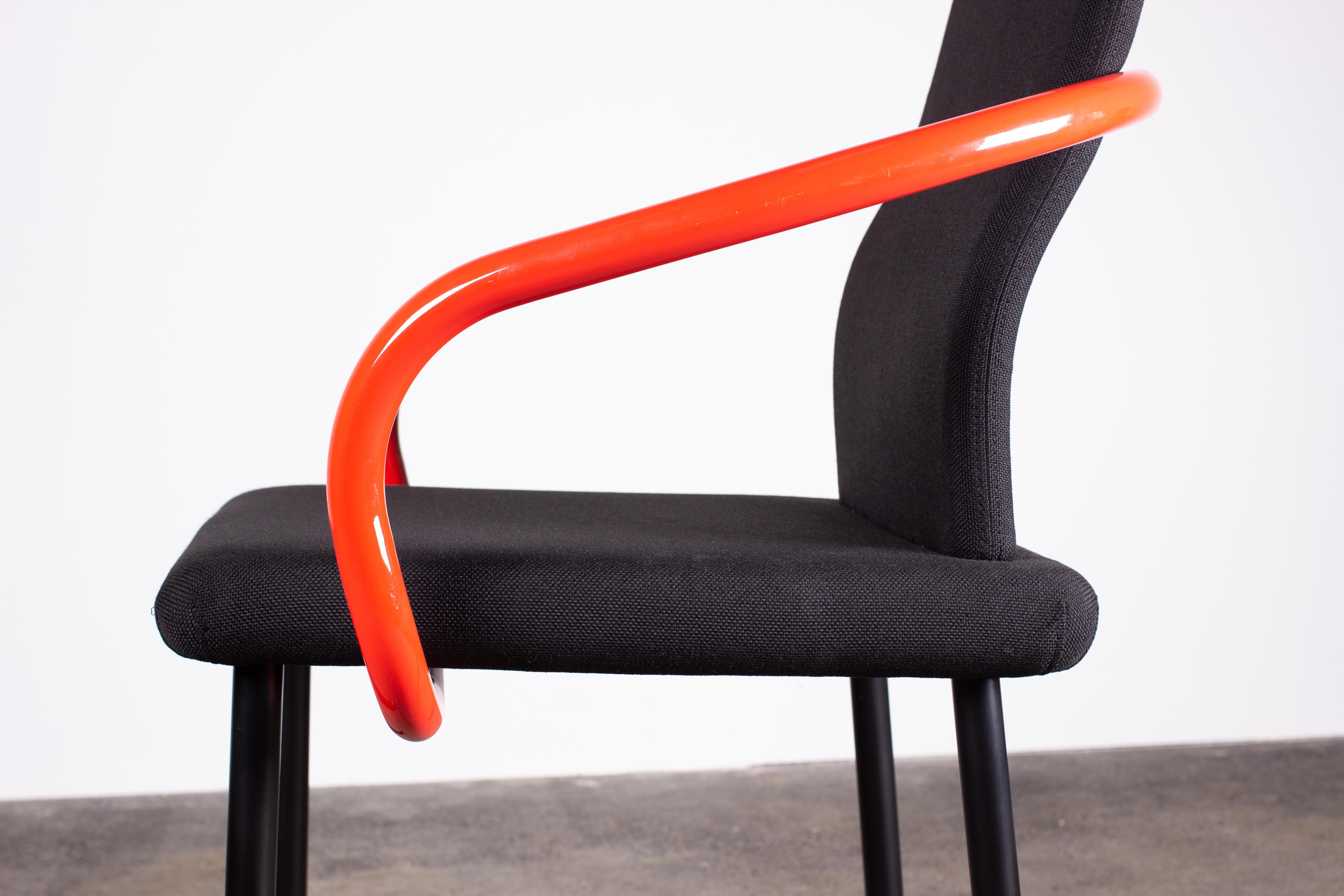 Fabric Pair of Ettore Sottsass Mandarin Chairs for Knoll in Red & Black