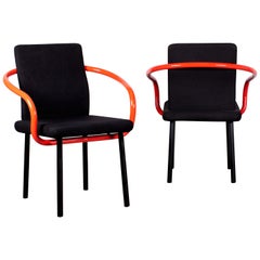 Ettore Sottsass Mandarin-Stühle für Knoll in Rot und Schwarz, Paar