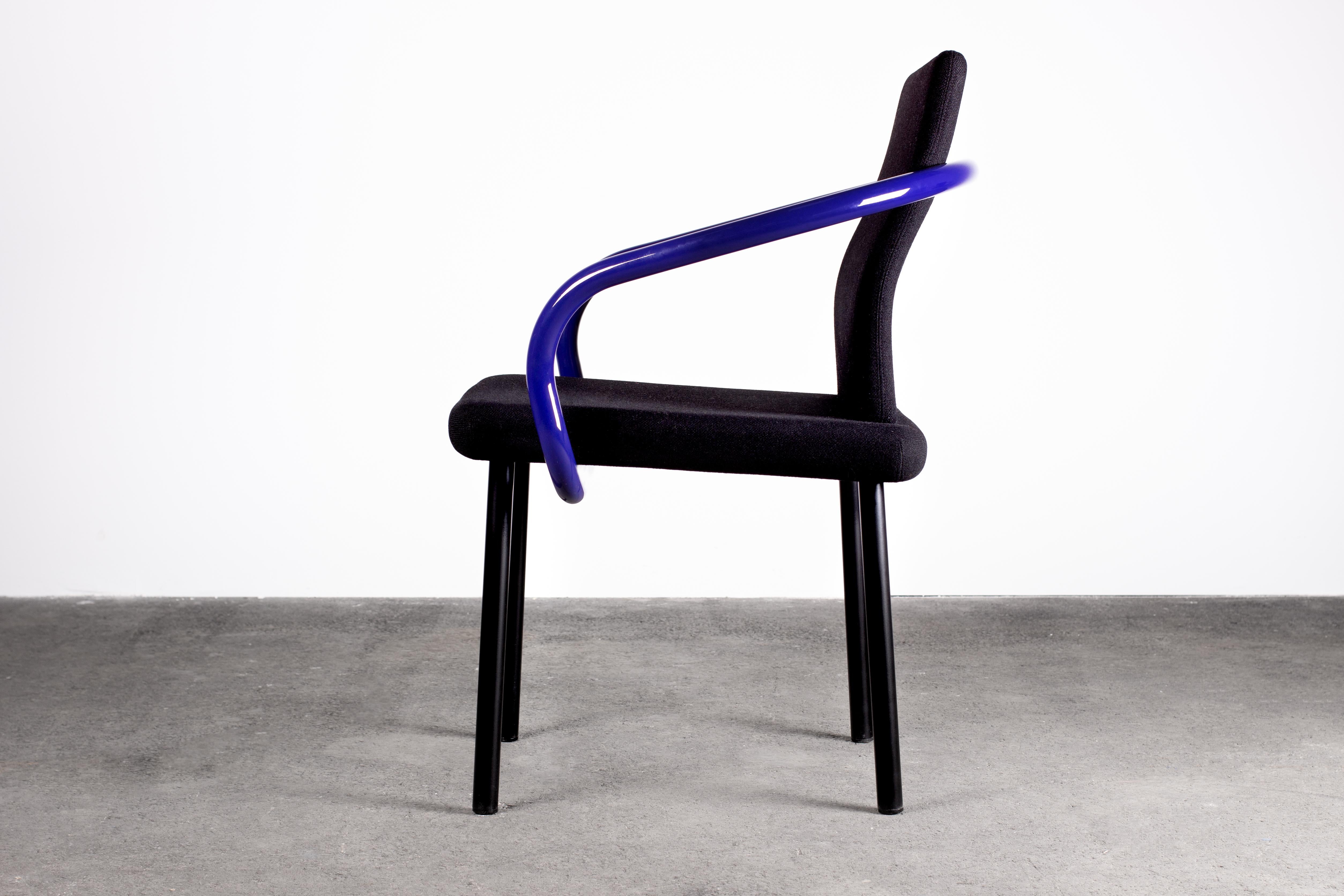 Italian Pair of Ettore Sottsass Mandarin Chairs for Knoll in Violet & Black