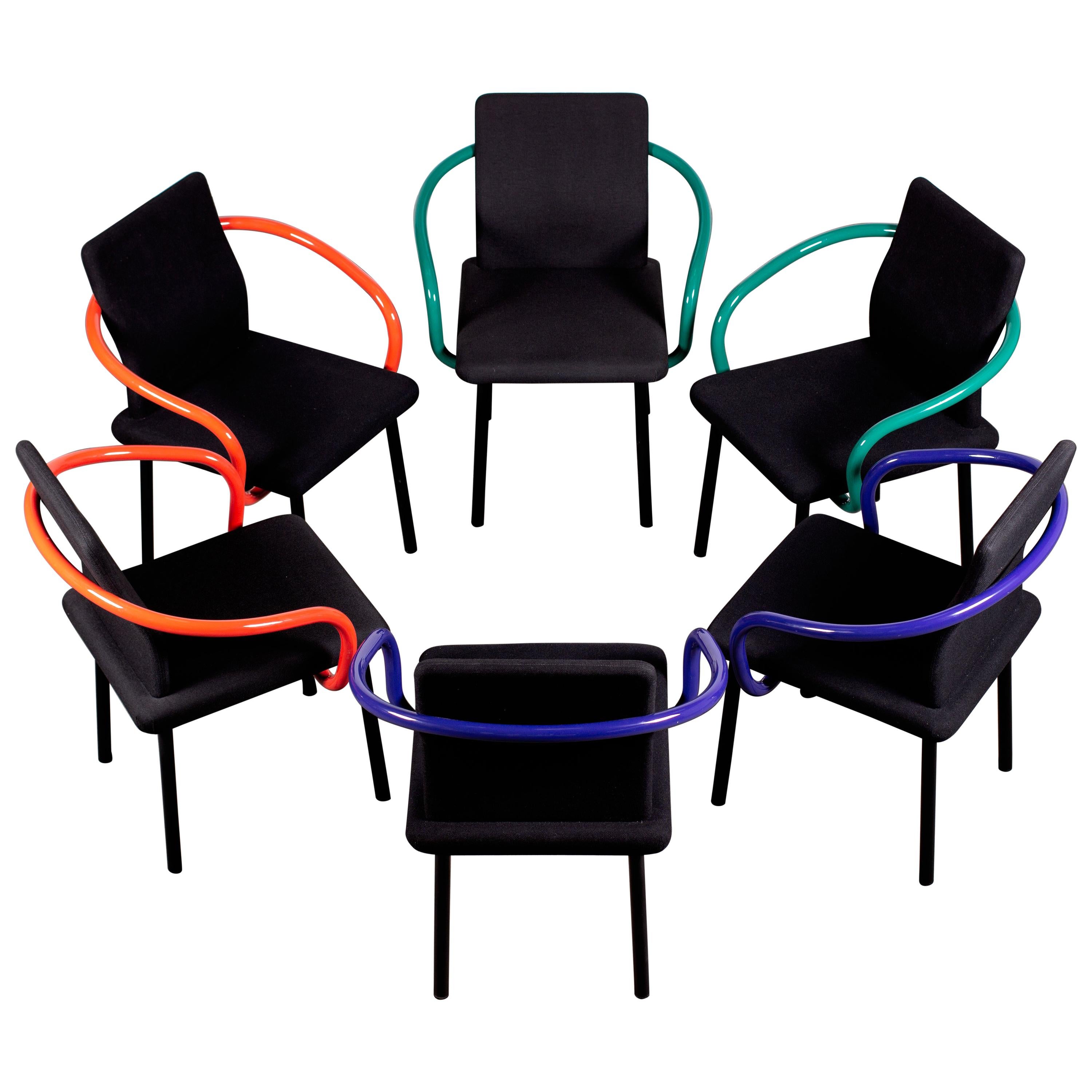 Steel Pair of Ettore Sottsass Mandarin Chairs for Knoll in Violet & Black