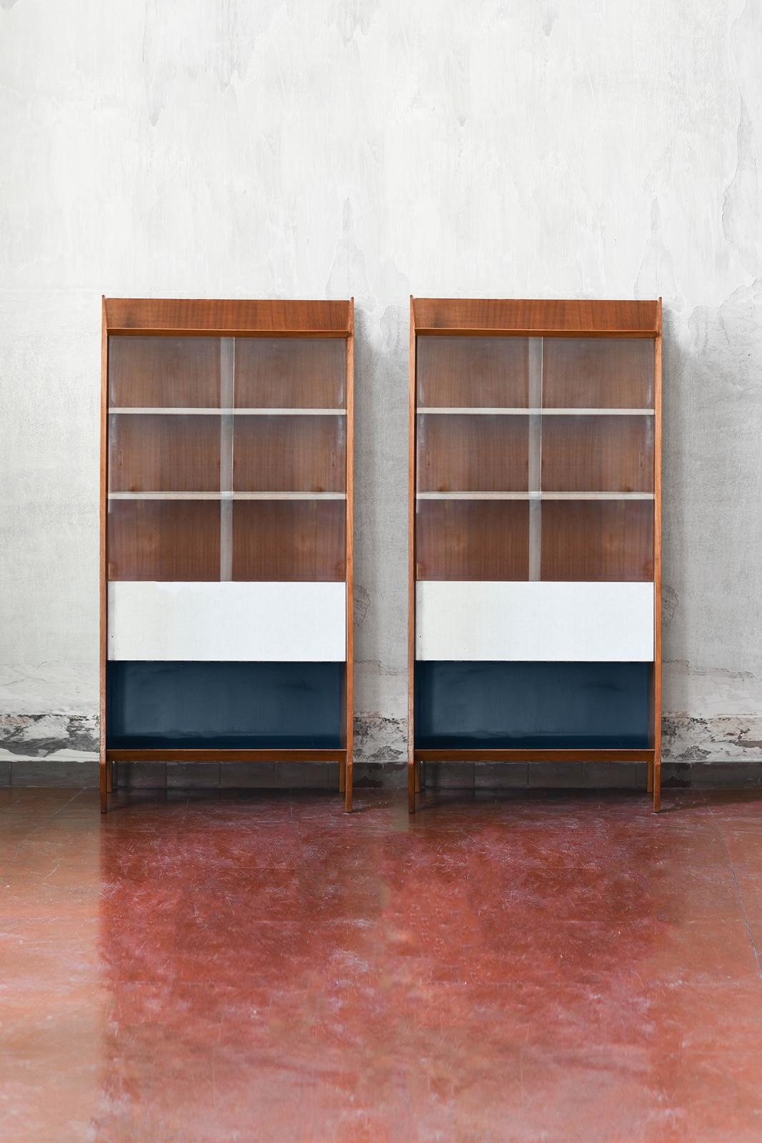 Italian Pair of Eugenia Alberti Reggio Sideboards with Risers, 1950s For Sale