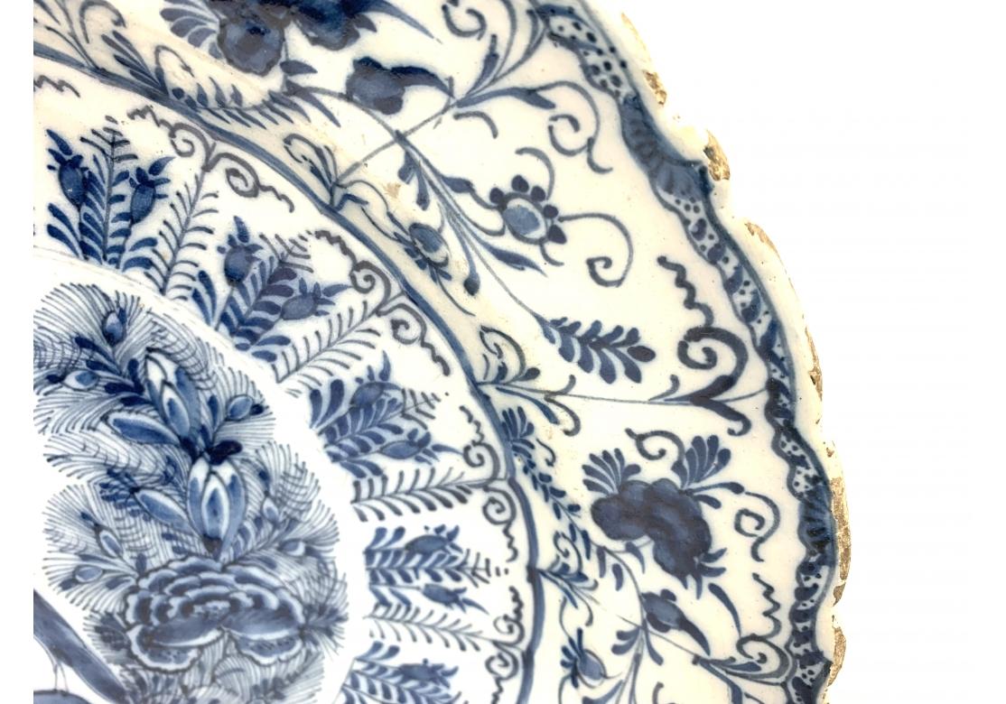 Pair Of European 18th Century Blue & White Glazed Chargers For Sale 4