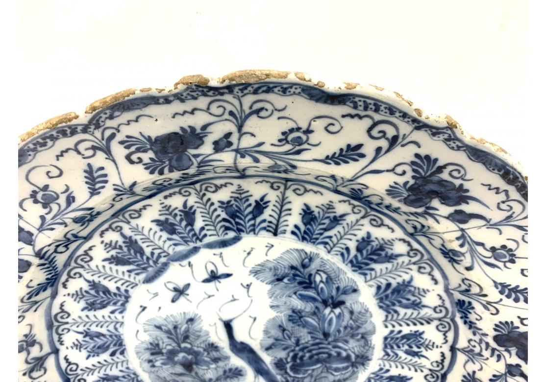 Pair Of European 18th Century Blue & White Glazed Chargers For Sale 6