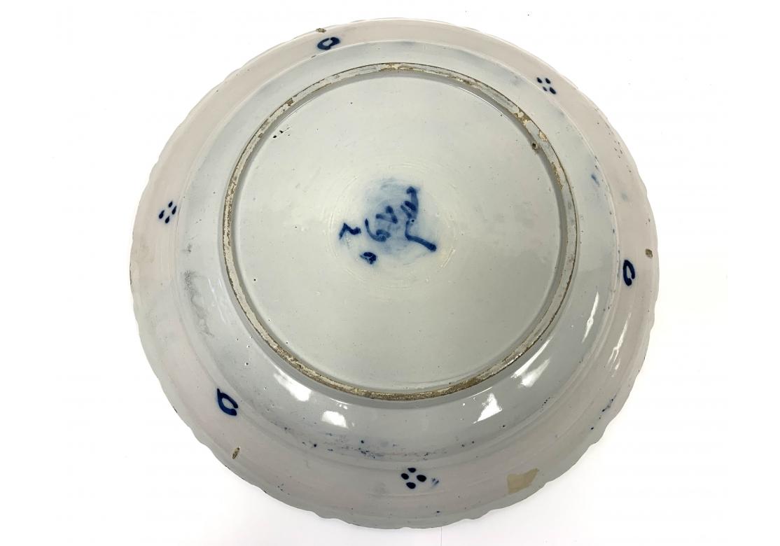 Pair Of European 18th Century Blue & White Glazed Chargers For Sale 7