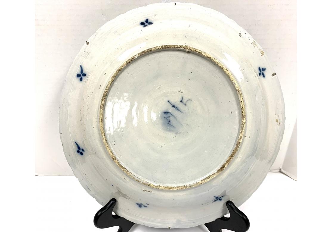 Pair Of European 18th Century Blue & White Glazed Chargers For Sale 8